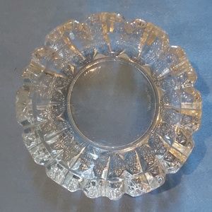 FNG Ashtray intricate cut crystal clear 4-5/8" diameter Indonesia vintage 70-80s
